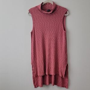 Left of Center Mauve Sleeveless Tunic Top Mock Neck Made in USA